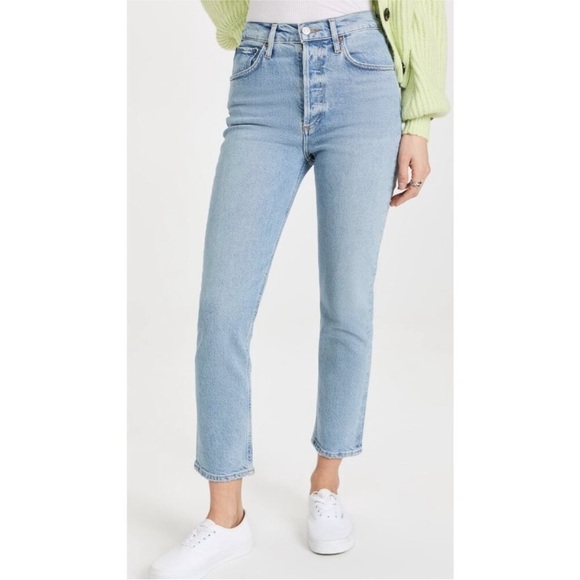 Agolde Riley High Rise Crop Jeans - Picture 1 of 6